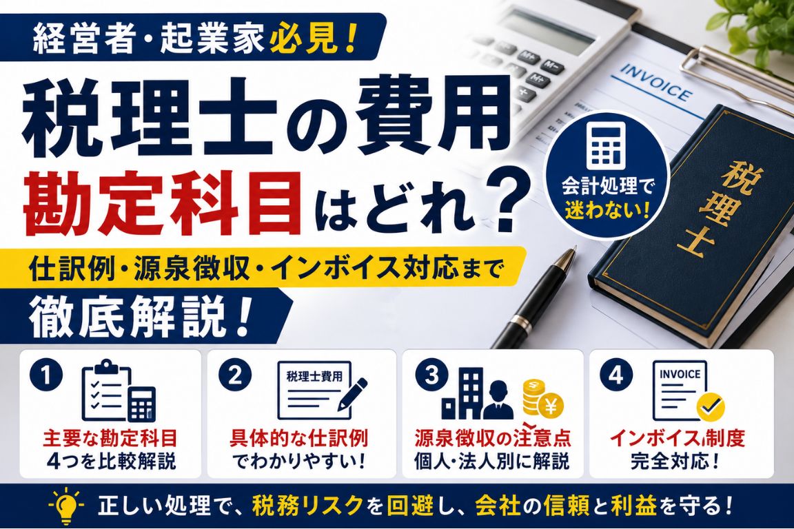 税理士費用の勘定科目はどれ？仕訳例・源泉徴収・インボイス対応まで解説するサムネイル